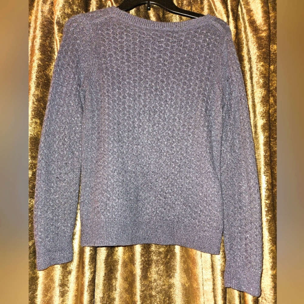 LOFT - SOFT Grey Shimmered Long Sleeved Womans Sweater - Picture 2 of 5